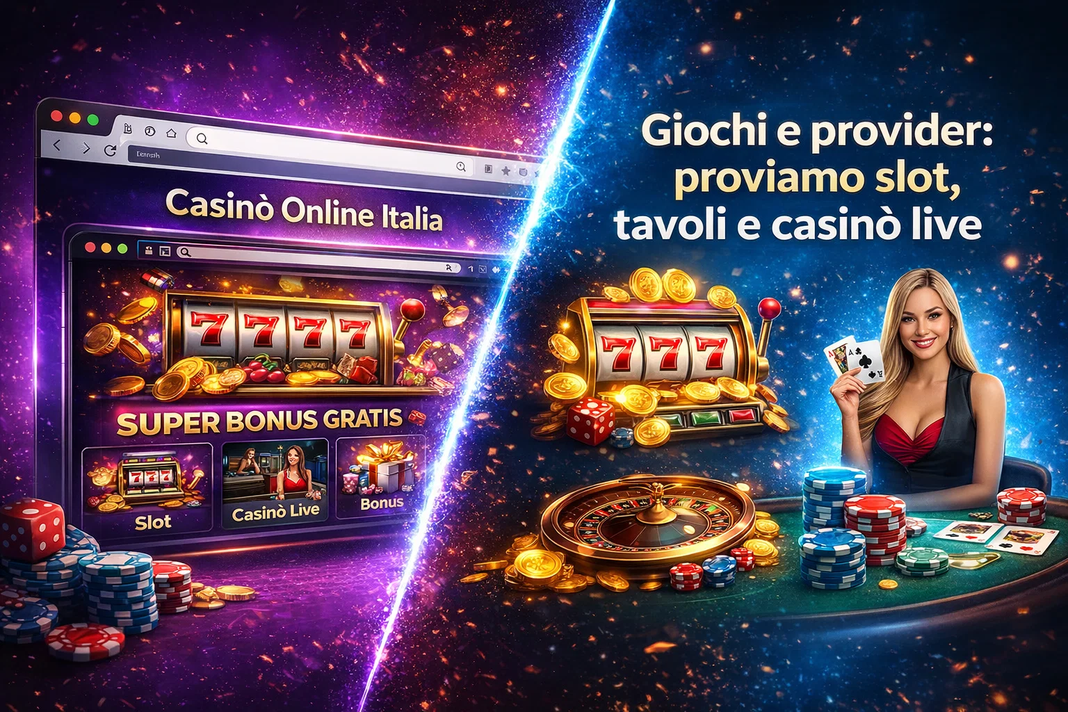 Giochi e provider: proviamo slot, tavoli e casinò live
